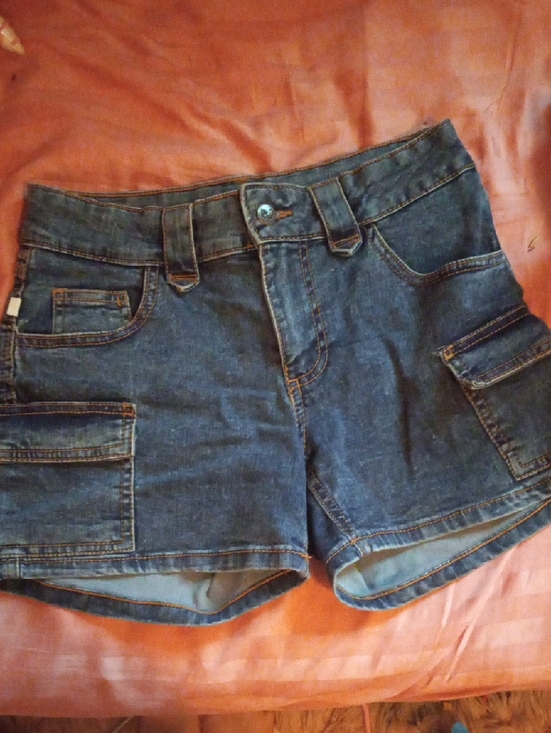 Bows & Blues Pants - Denim Cargo Women’s Shorts in Dark Blue